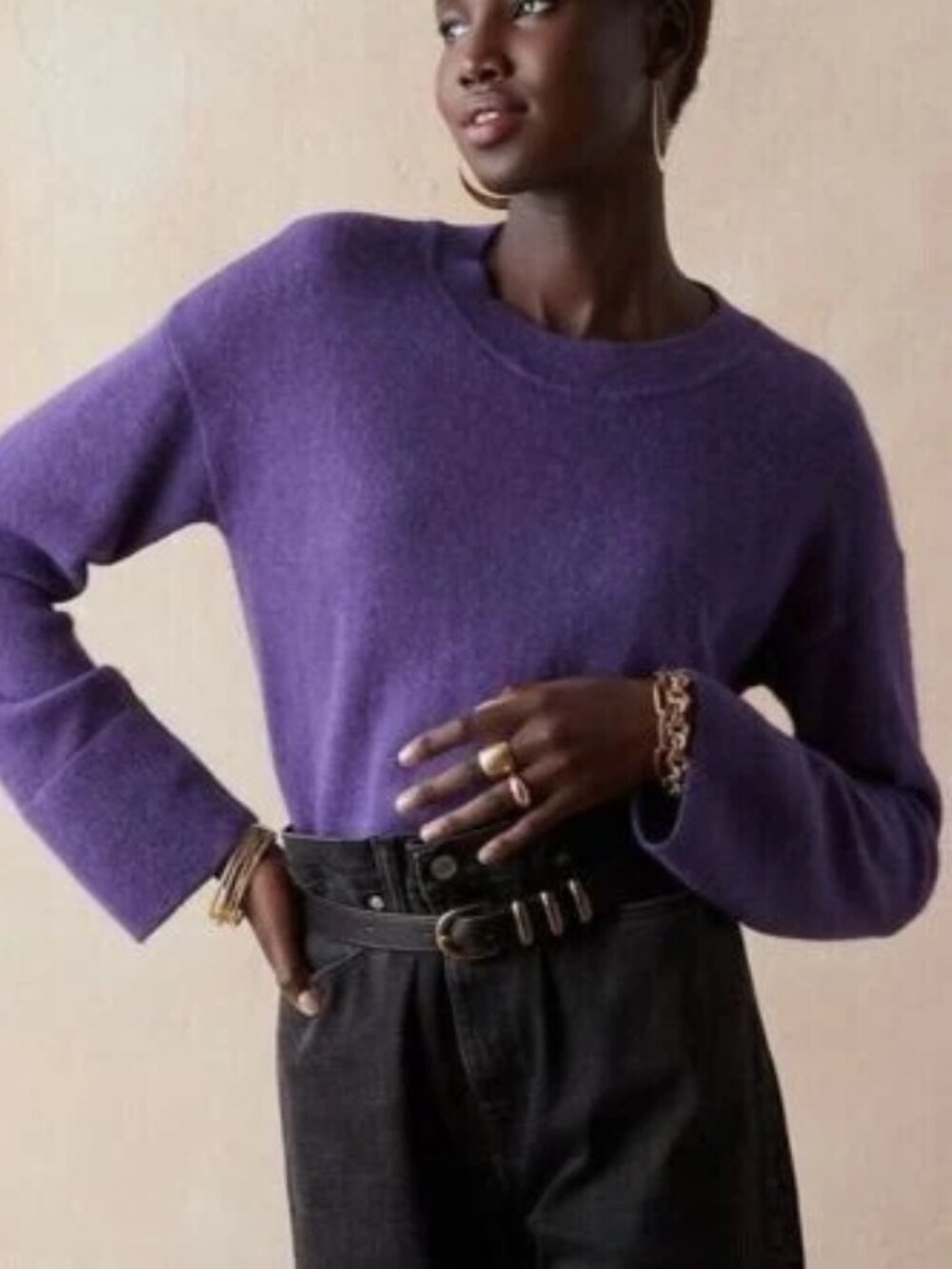 NWT Banana Republic Purple Daisy Relaxed Italian Alpaca Wool Sweater S